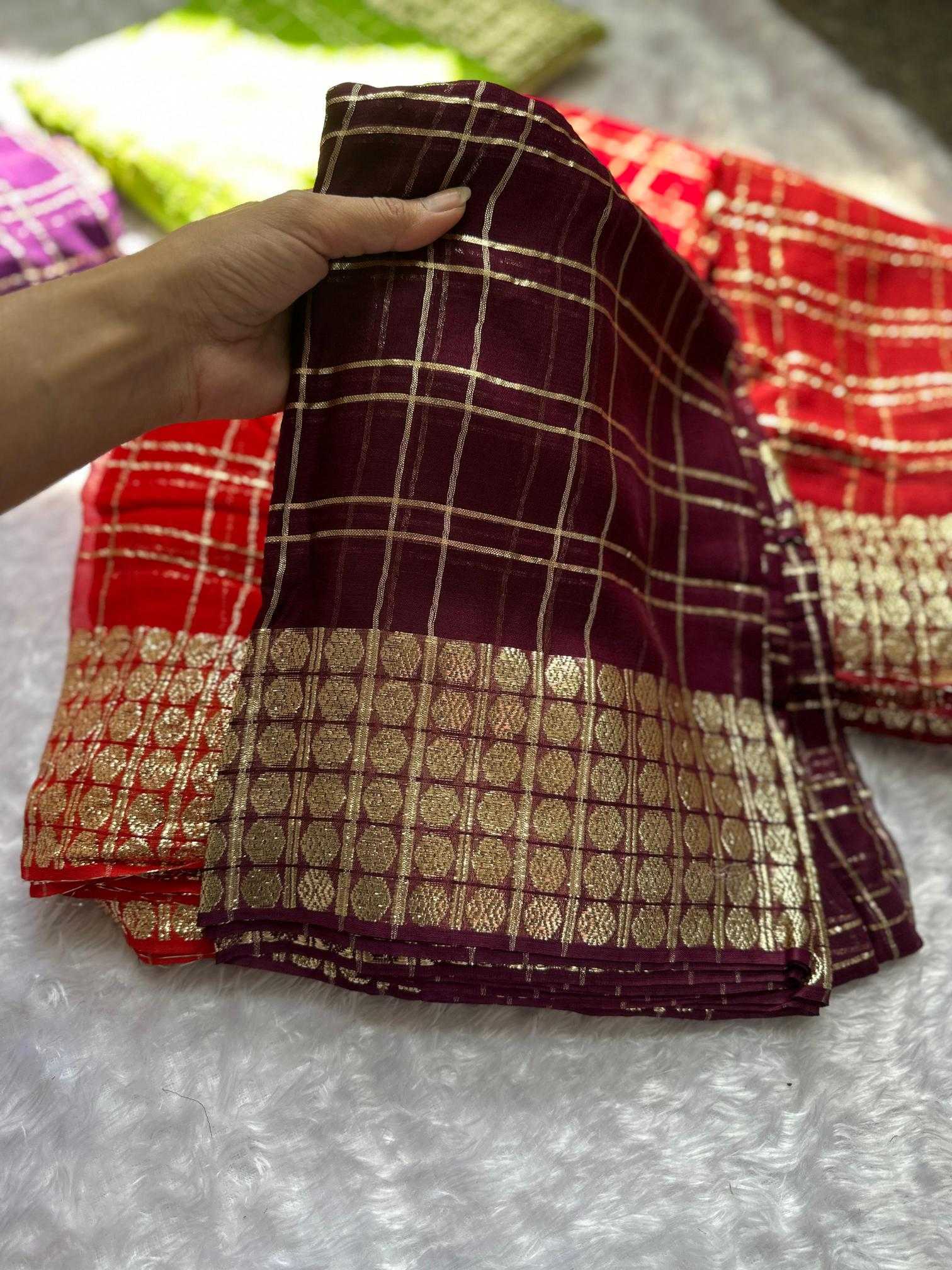 Ynf Georgette RIN104 APE66 Sarees Durga Pooja Sarees Festive Collections Wholesale Designer Sarees Georgette Sarees Zari Border Sarees Manufacturer