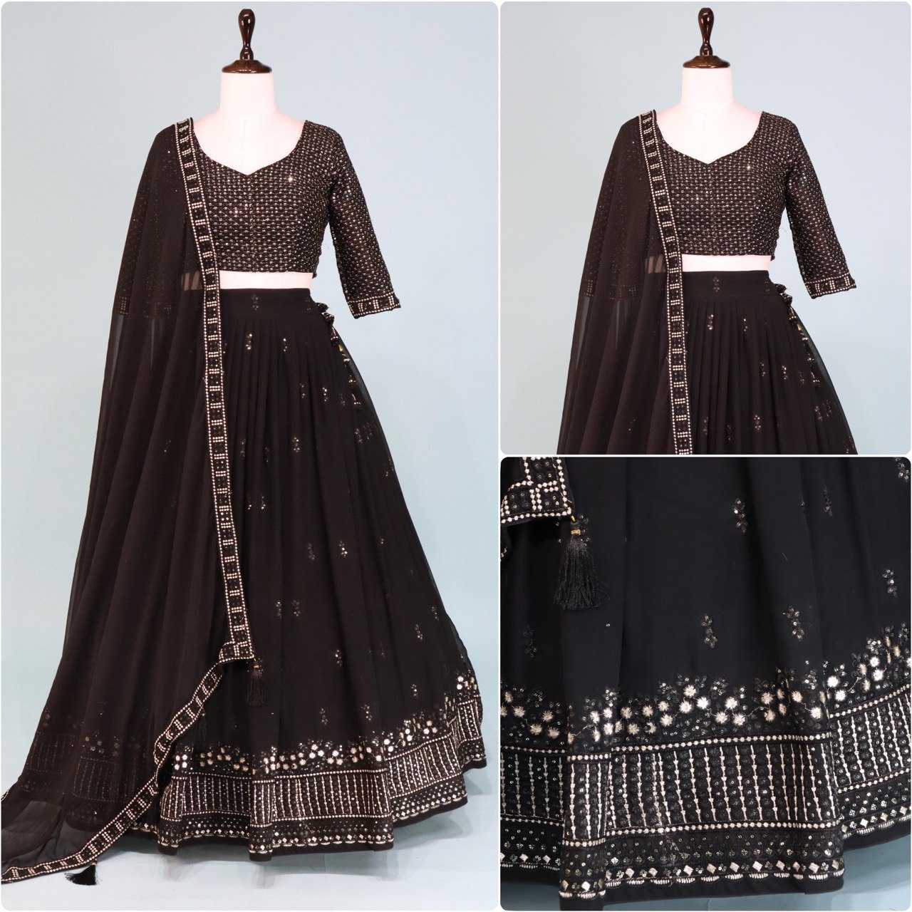 Ynf Georgette RIN119 7127BLK Lehengas Wedding Collections Festive Collections Wholesale Designer Lehenga Embroidered Lehenga Georgette Lehenga Manufacturer