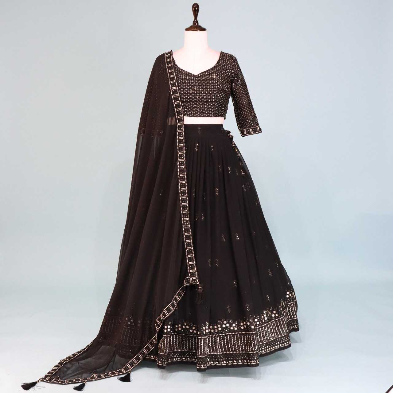 Ynf Georgette RIN119 7127BLK Lehengas Wedding Collections Festive Collections Wholesale Designer Lehenga Embroidered Lehenga Georgette Lehenga Manufacturer