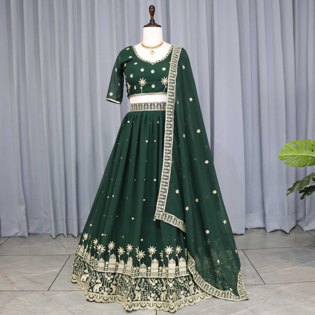 Ynf Georgette RIN119 9023 Lehengas Wedding Collections Festive Collections Wholesale Embroidered Lehenga Georgette Lehenga Sequins Lehenga Manufacturer