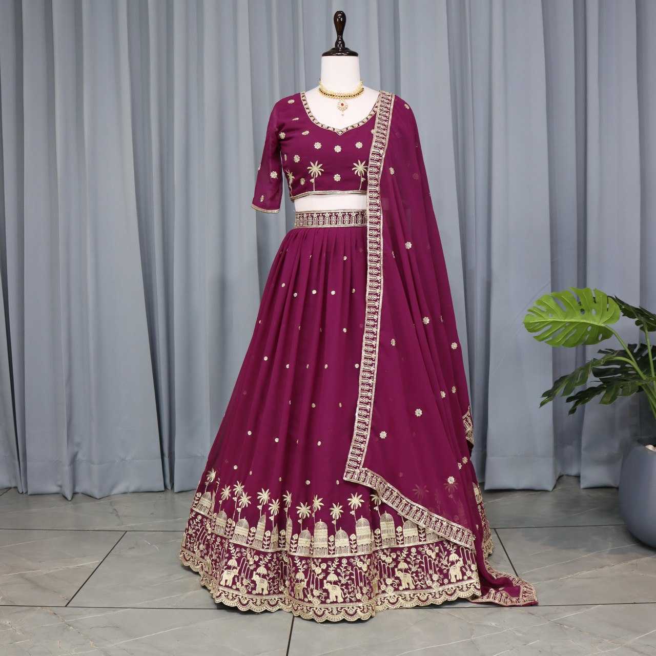 Ynf Georgette RIN119 9023 Lehengas Wedding Collections Festive Collections Wholesale Embroidered Lehenga Georgette Lehenga Sequins Lehenga Manufacturer