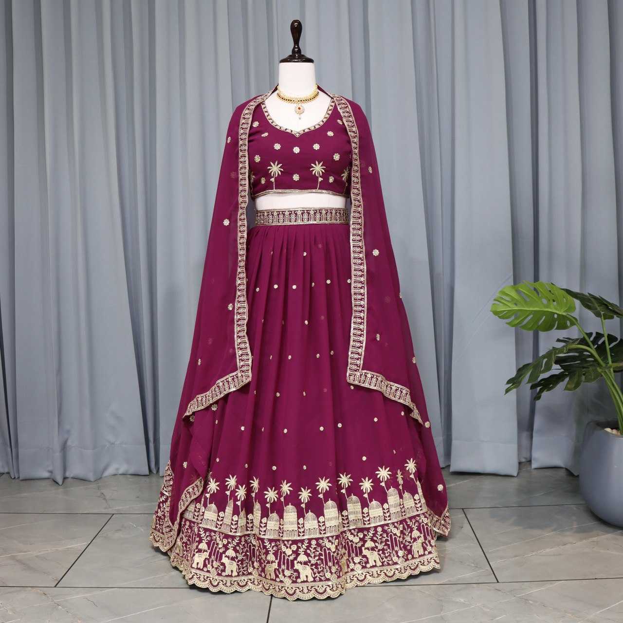 Ynf Georgette RIN119 9023 Lehengas Wedding Collections Festive Collections Wholesale Embroidered Lehenga Georgette Lehenga Sequins Lehenga Manufacturer