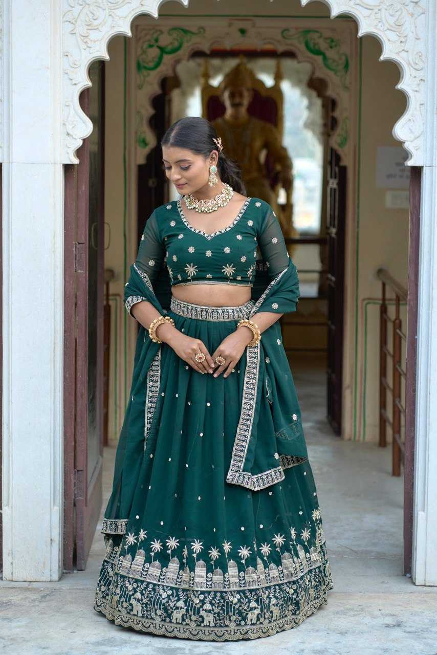 Ynf Georgette RIN119 9023 Lehengas Wedding Collections Festive Collections Wholesale Embroidered Lehenga Georgette Lehenga Sequins Lehenga Manufacturer