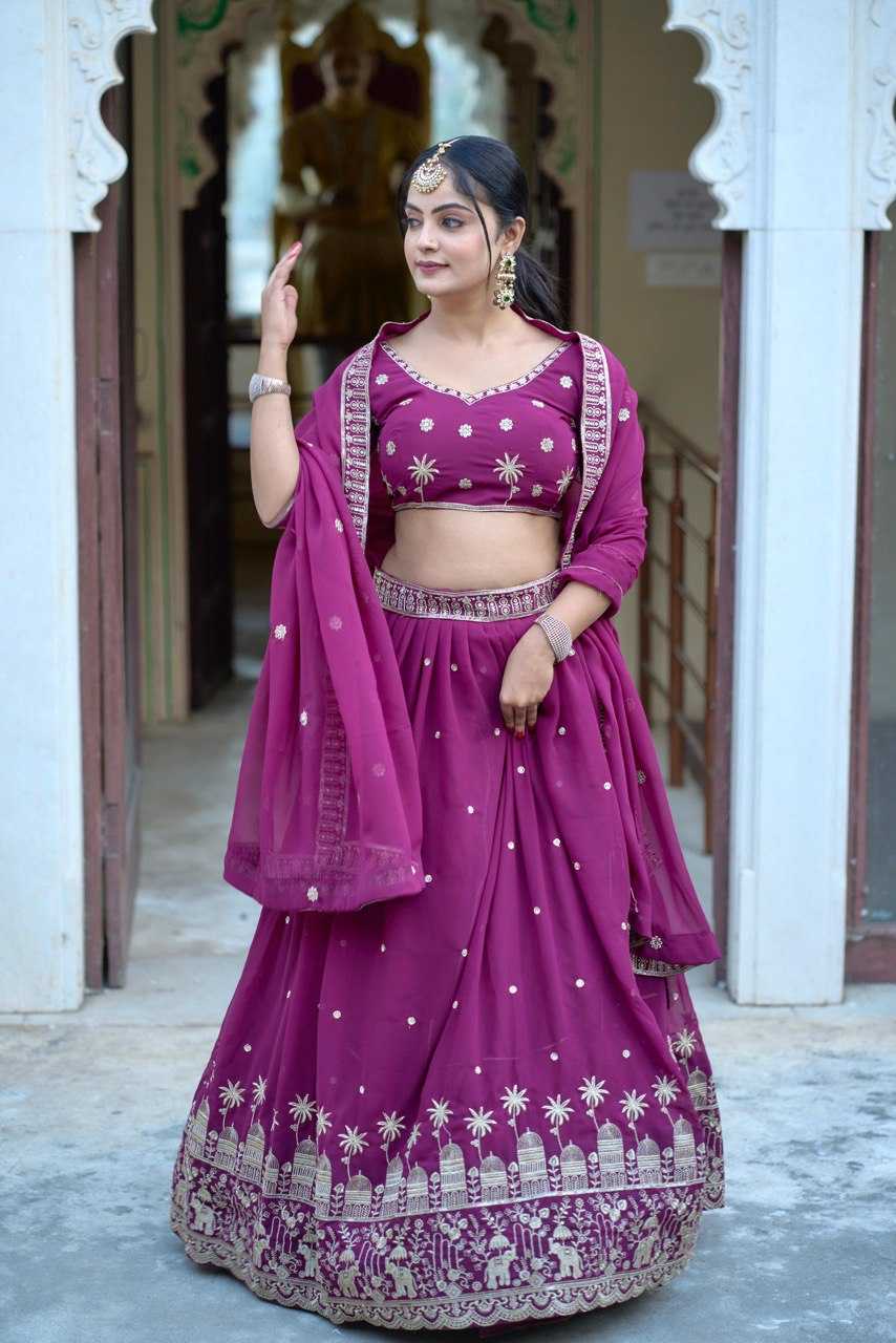 Ynf Georgette RIN119 9023 Lehengas Wedding Collections Festive Collections Wholesale Embroidered Lehenga Georgette Lehenga Sequins Lehenga Manufacturer