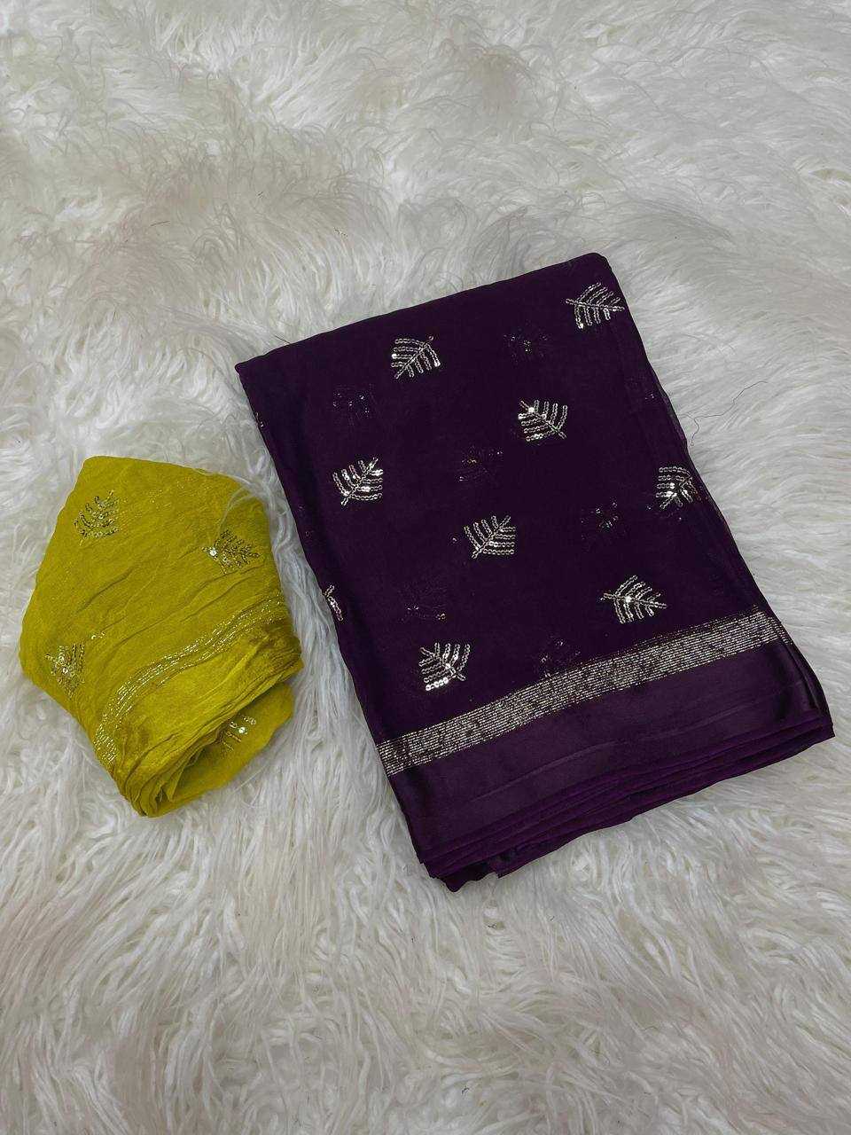 Ynf Georgette RIN124 Epic Satin Christmas Sarees Wedding Collections Festive Collections Wholesale Georgette Sarees Sequence Sarees Embroidered Sarees Manufacturer