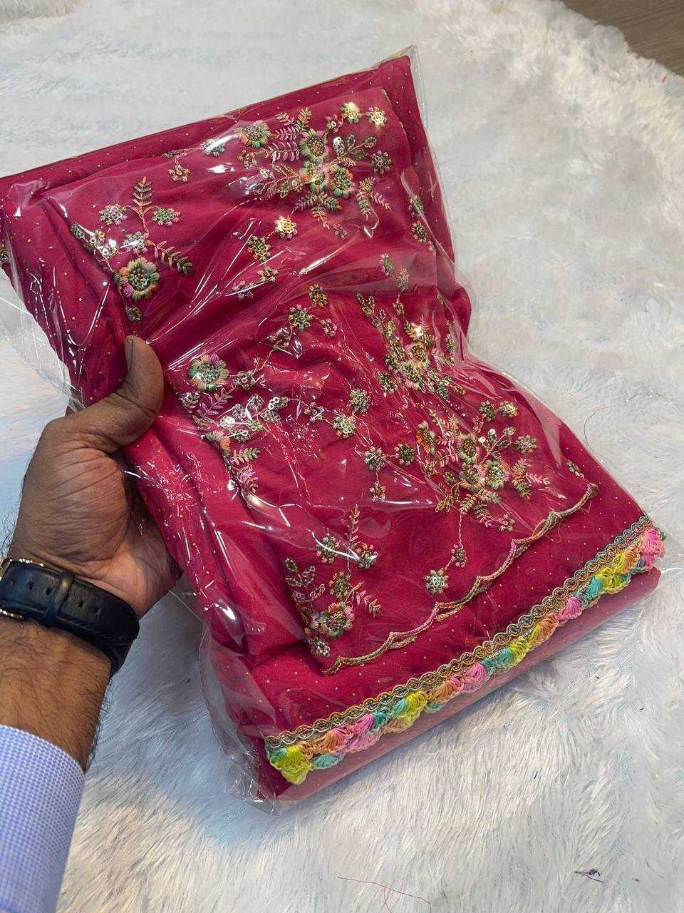 Ynf Georgette RIN124 RIE37 Sarees Wedding Collections Festive Collections Wholesale Georgette Sarees Embroidered Sarees Sarees With Blouse Manufacturer