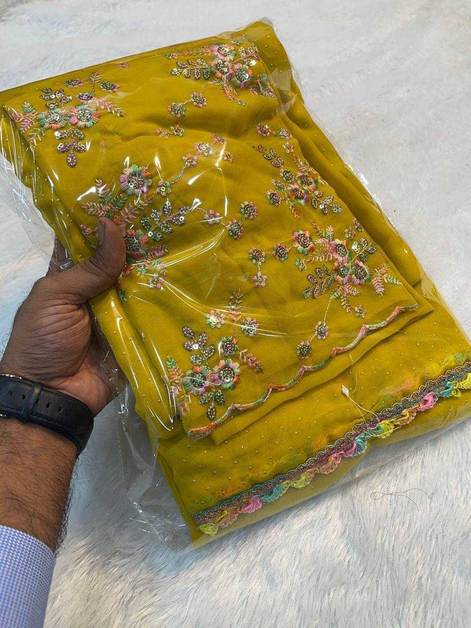 Ynf Georgette RIN124 RIE37 Sarees Wedding Collections Festive Collections Wholesale Georgette Sarees Embroidered Sarees Sarees With Blouse Manufacturer