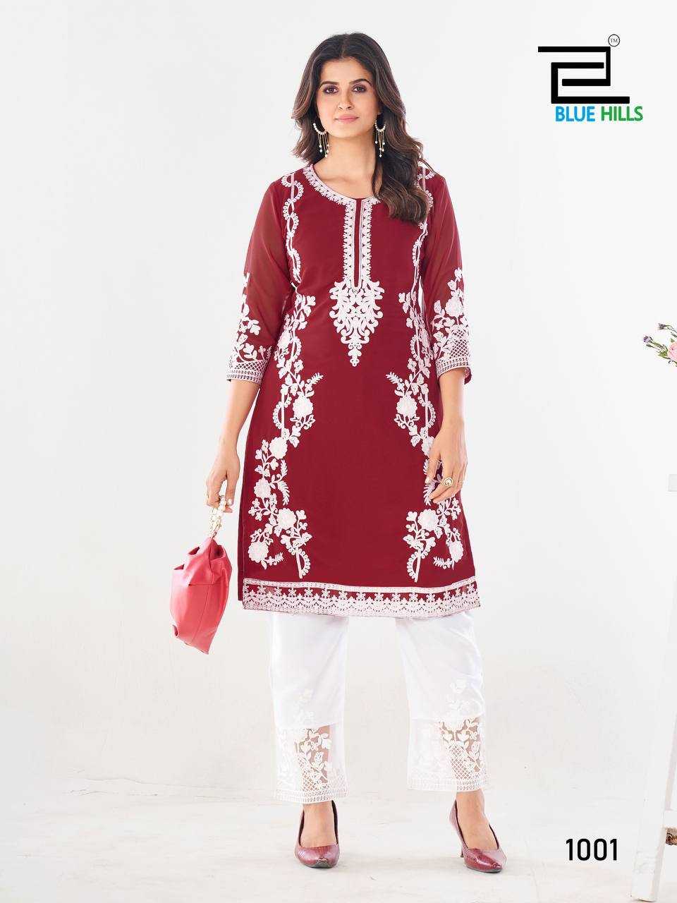 Ynf Georgette RIN125 Noori Kurti Wholesale Embroidered Kurtis Straight Kurtis Kurti With Pants Manufacturer