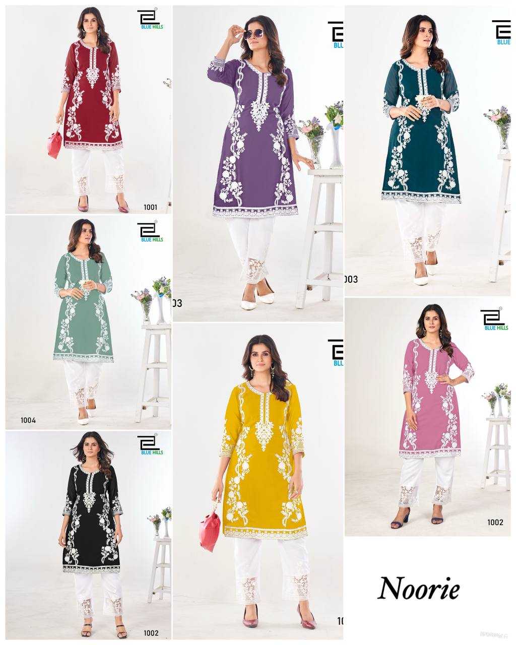 Ynf Georgette RIN125 Noori Kurti Wholesale Embroidered Kurtis Straight Kurtis Kurti With Pants Manufacturer