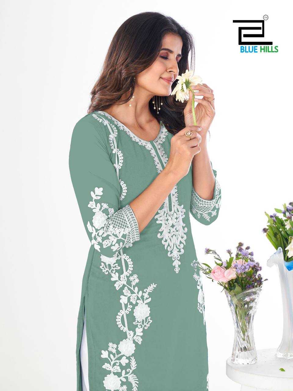 Ynf Georgette RIN125 Noori Kurti Wholesale Embroidered Kurtis Straight Kurtis Kurti With Pants Manufacturer