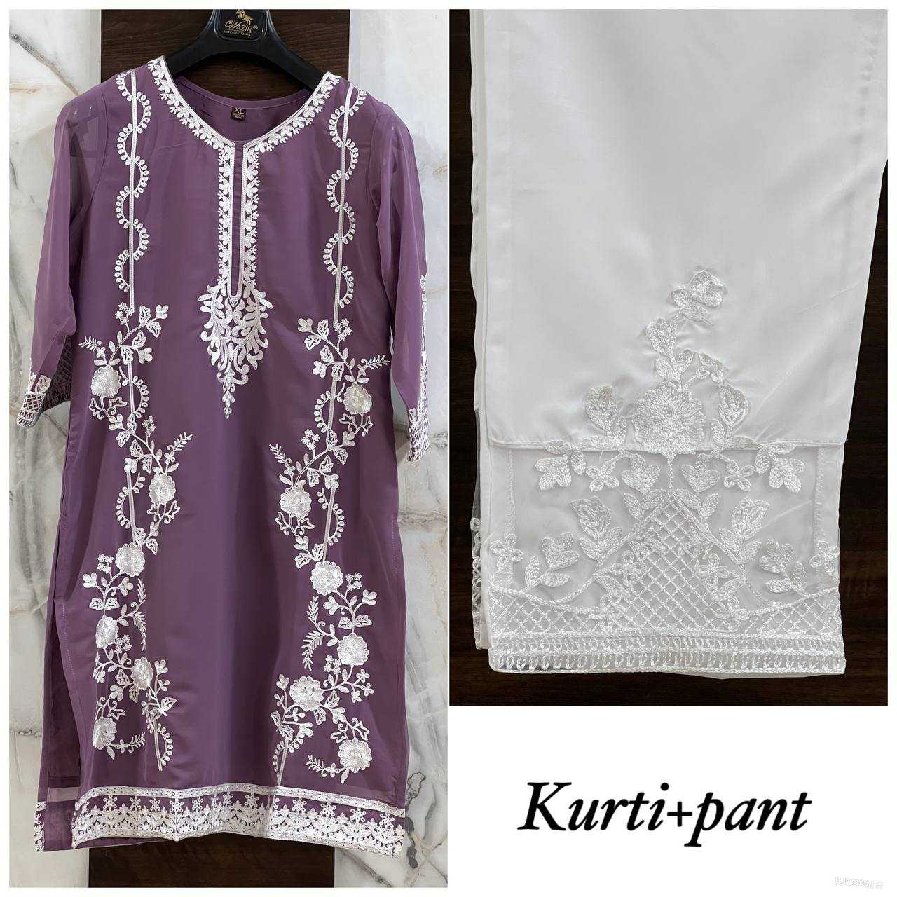 Ynf Georgette RIN125 Noori Kurti Wholesale Embroidered Kurtis Straight Kurtis Kurti With Pants Manufacturer