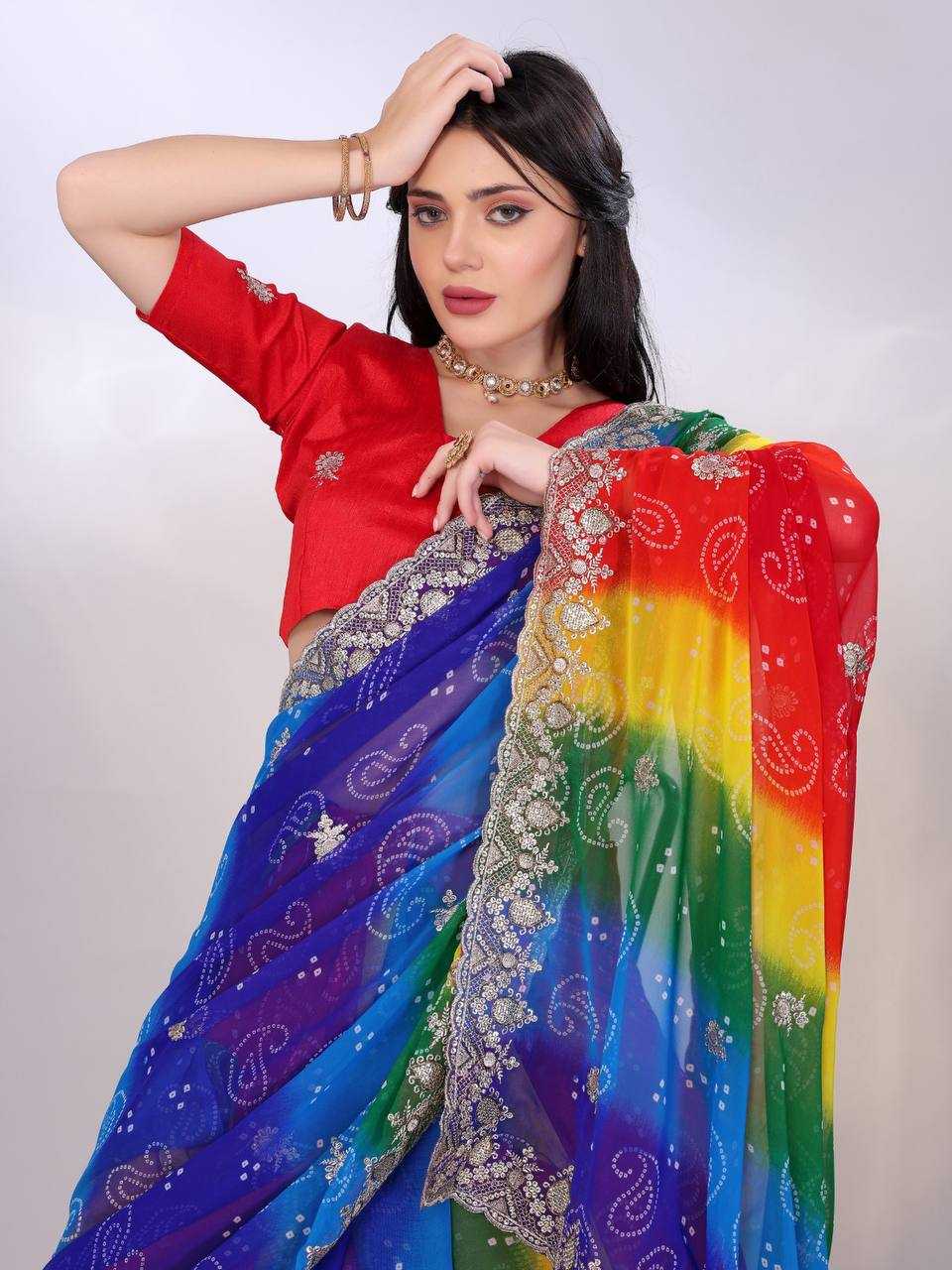 Ynf Georgette RIN188 Audi Sarees Sarees Wedding Collections Festive Collections Wholesale Printed Sarees Georgette Sarees Embroidered Sarees Manufacturer