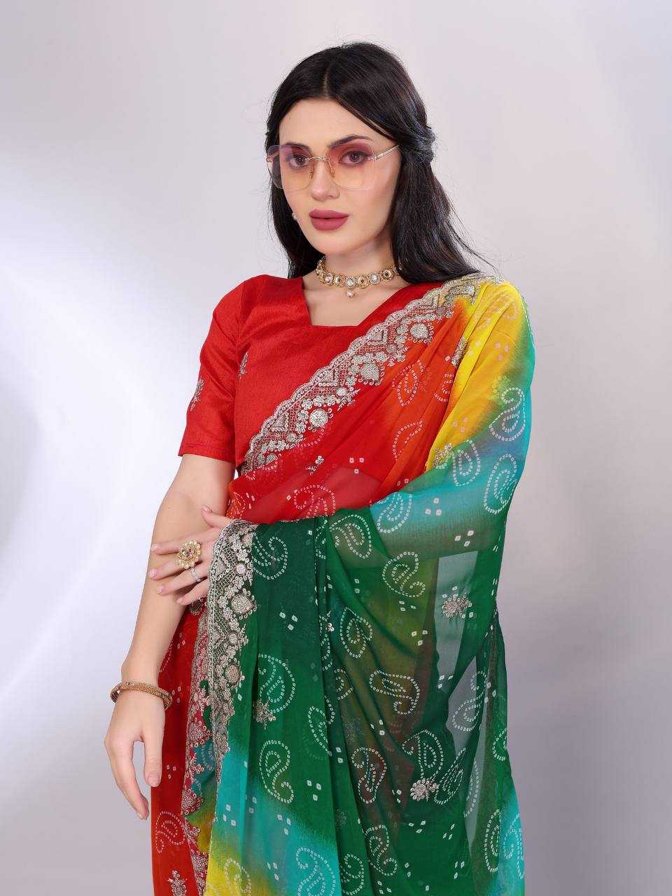 Ynf Georgette RIN188 Audi Sarees Sarees Wedding Collections Festive Collections Wholesale Printed Sarees Georgette Sarees Embroidered Sarees Manufacturer