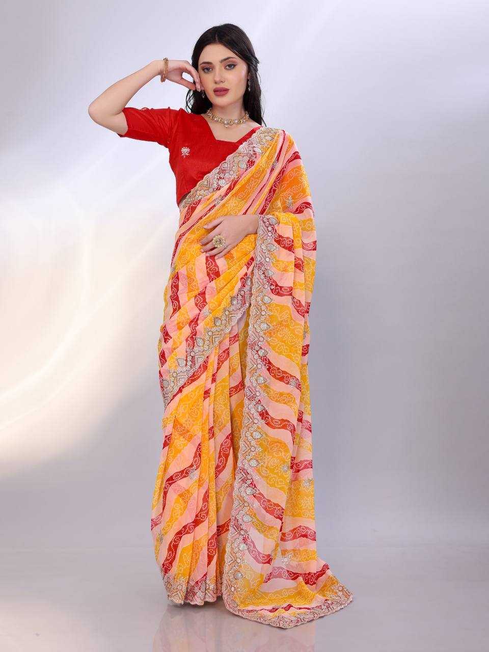 Ynf Georgette RIN188 Audi Sarees Sarees Wedding Collections Festive Collections Wholesale Printed Sarees Georgette Sarees Embroidered Sarees Manufacturer