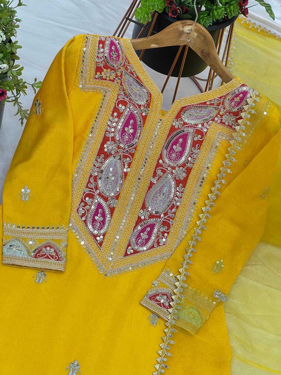 Ynf Heavy Chinnon Silk KESH122 505 Suits & Dresses Wedding Collections Festive Collections Wholesale Sharara Salwar Suits Embroidery Suits Ladies Silk Suit Manufacturer