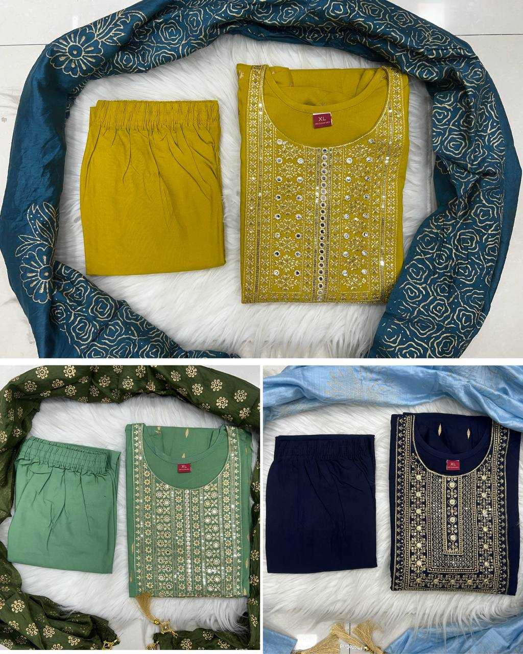 Ynf Heavy Rayon RIN125 Festival Special Suits & Dresses Diwali Collections Festive Collections Wholesale Ladies Suits Embroidery Suits Zari Work Suit Manufacturer