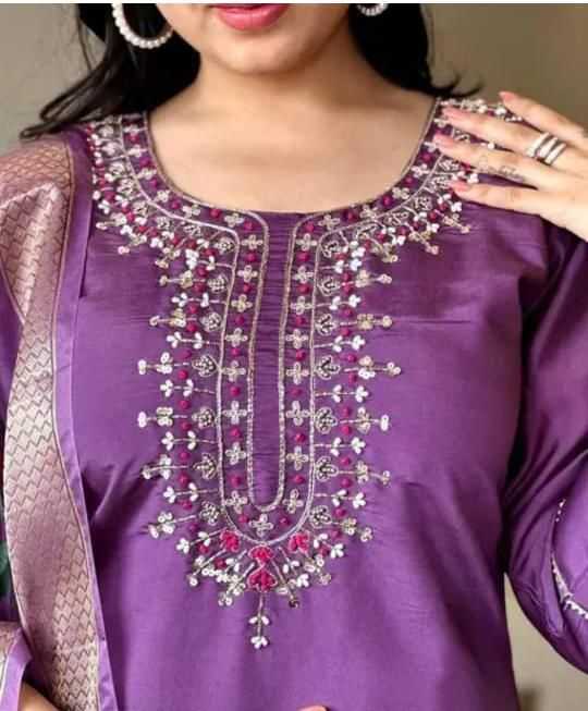 Ynf Heavy Roman Silk KESH175 DVF 44 Suits & Dresses Wholesale Embroidery Suits Ladies Silk Suit Zari Work Suit Manufacturer