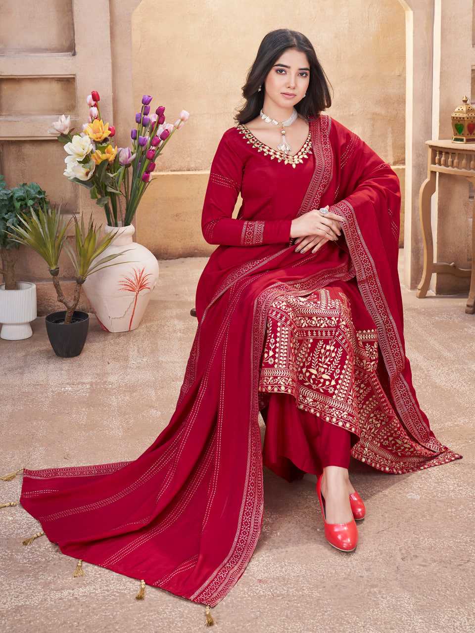 Ynf Heavy Roman Silk KESH417 41004 Suits & Dresses Wedding Collections Festive Collections Wholesale Silk Dresses Gown Dresses Wedding Outfits Manufacturer