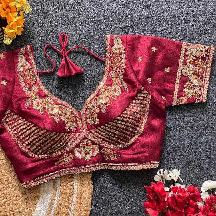 Ynf Italian Silk RIN117 221 Readymade Blouses Rakhi Collections Wedding Collections Wholesale Sequence Embroidery Blouse Designer Blouse Silk Blouse Manufacturer