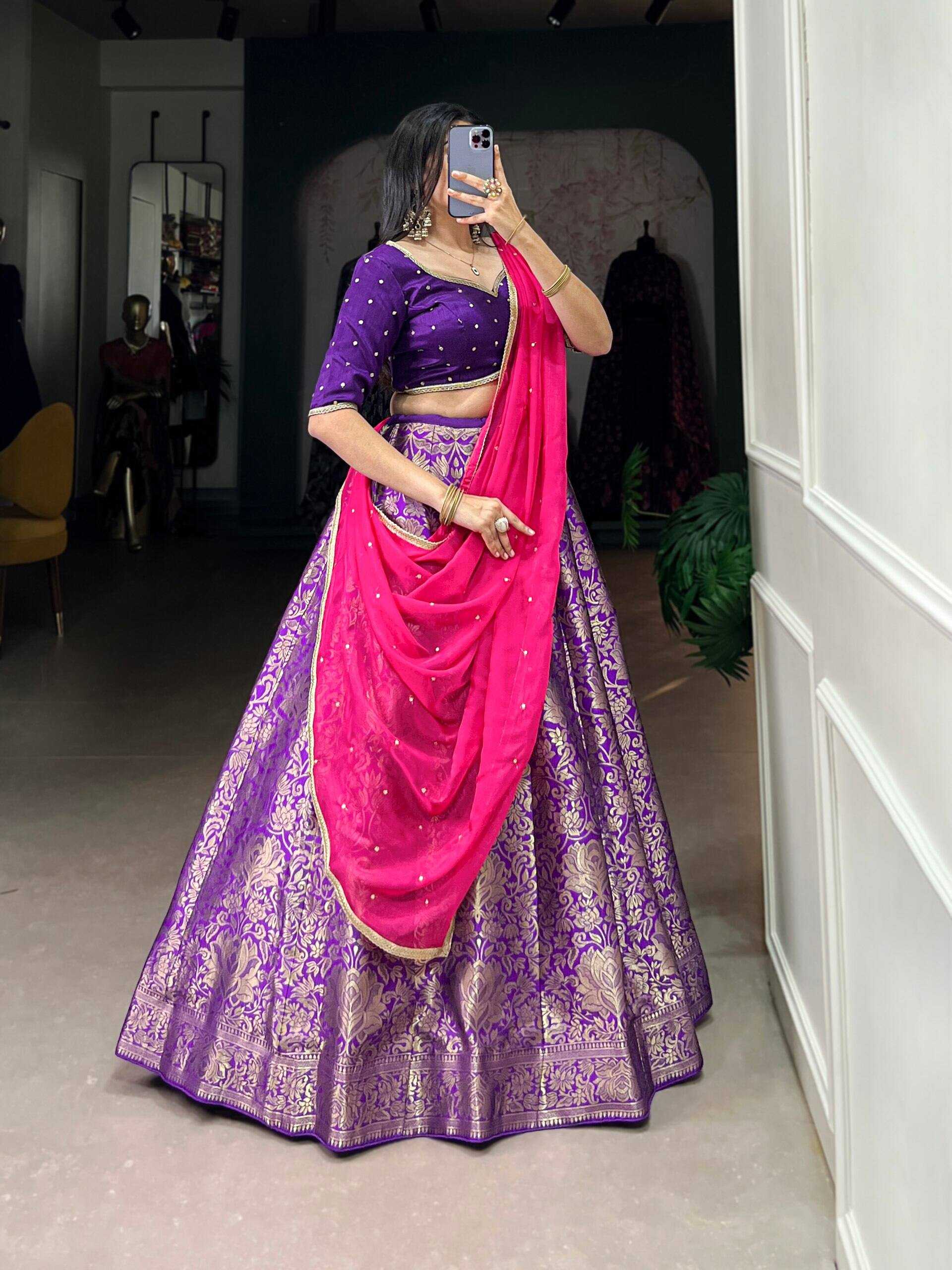 Ynf Jacquard KESH134 2032PRL Lehengas Diwali Collections Festive Collections Wholesale Silk Lehenga Zari Work Lehenga Lehenga With Cancan Manufacturer