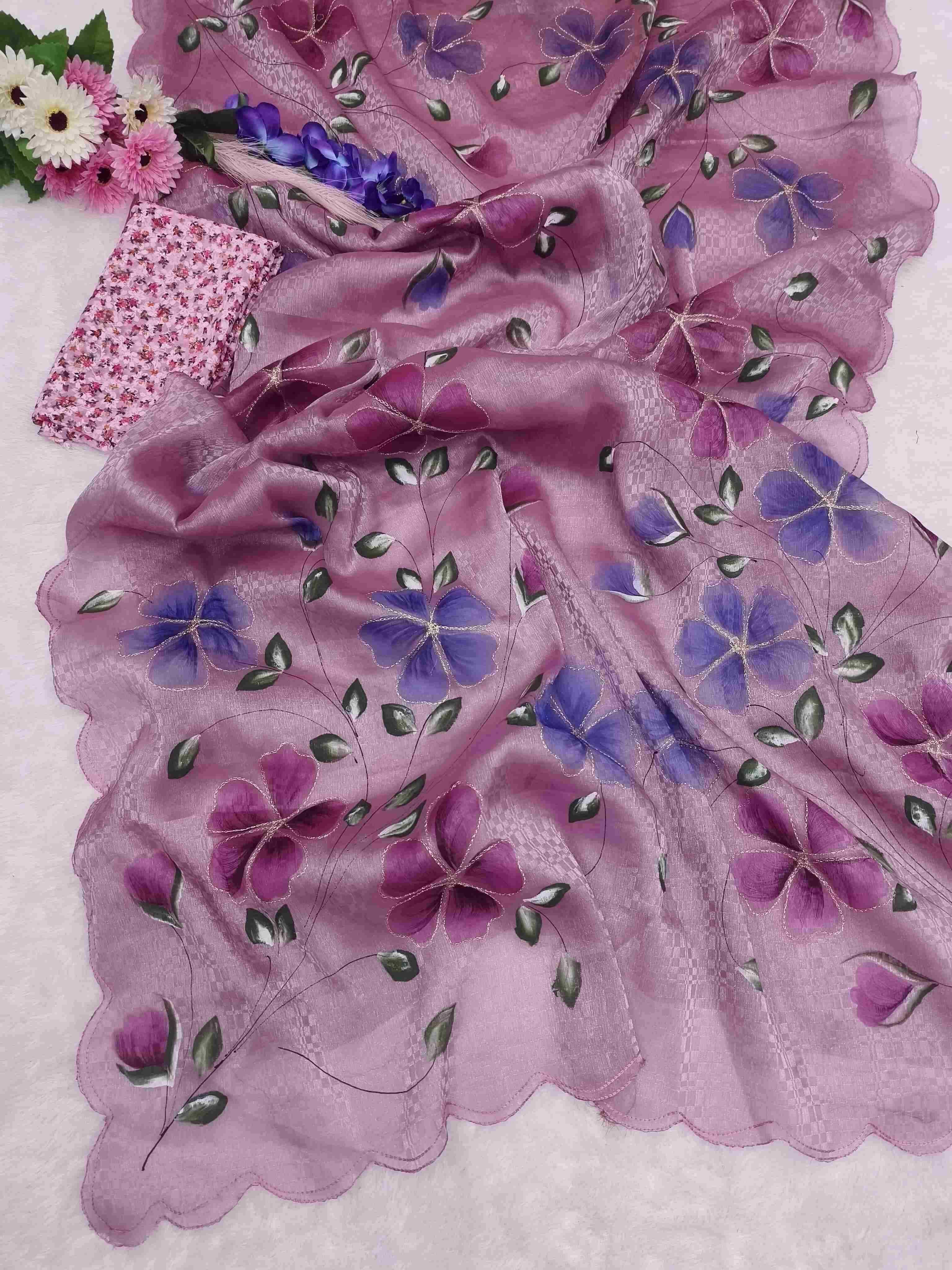 Ynf Jimmy Choo KESH251 INV08 Sarees Wholesale Jimmy Choo Sarees Hand Printed Saree Sarees With Blouse Manufacturer