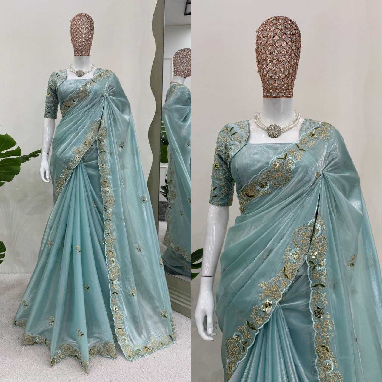 Ynf Jimmy Choo RIN133 563 Sarees Wedding Collections Festive Collections Wholesale Designer Sarees Jimmy Choo Sarees Sequence Sarees Manufacturer