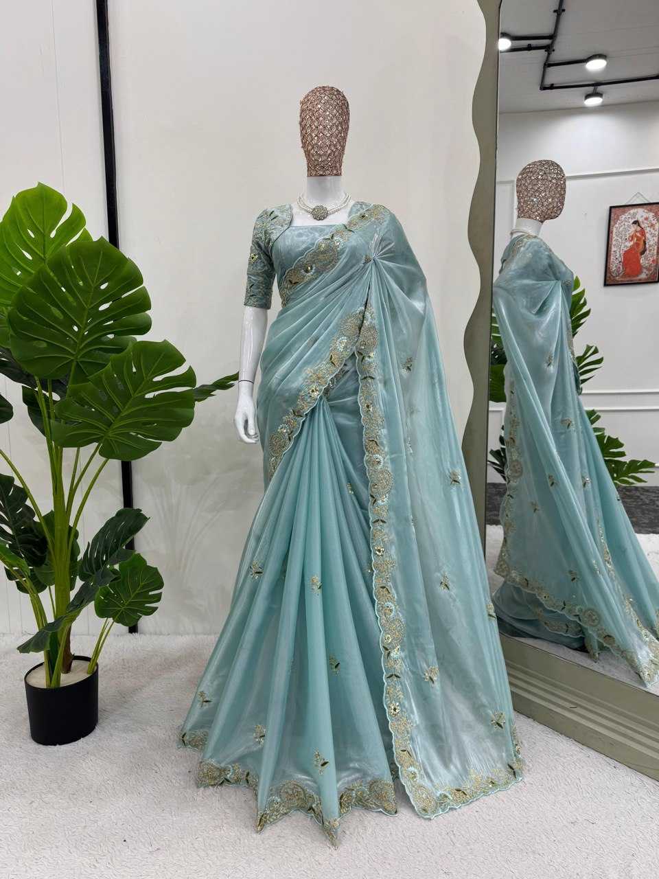 Ynf Jimmy Choo RIN133 563 Sarees Wedding Collections Festive Collections Wholesale Designer Sarees Jimmy Choo Sarees Sequence Sarees Manufacturer