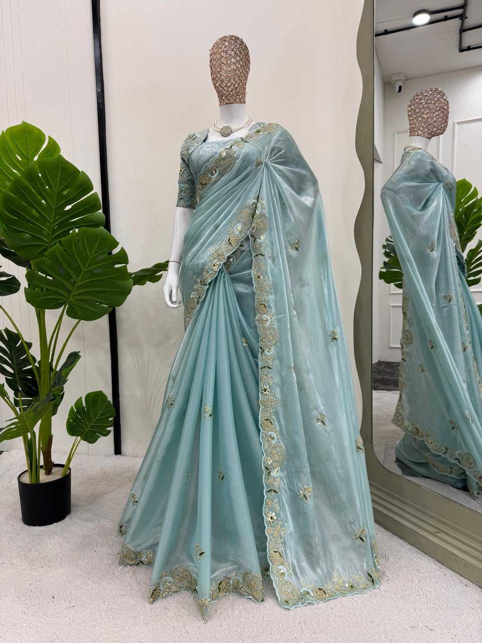 Ynf Jimmy Choo RIN133 563 Sarees Wedding Collections Festive Collections Wholesale Designer Sarees Jimmy Choo Sarees Sequence Sarees Manufacturer