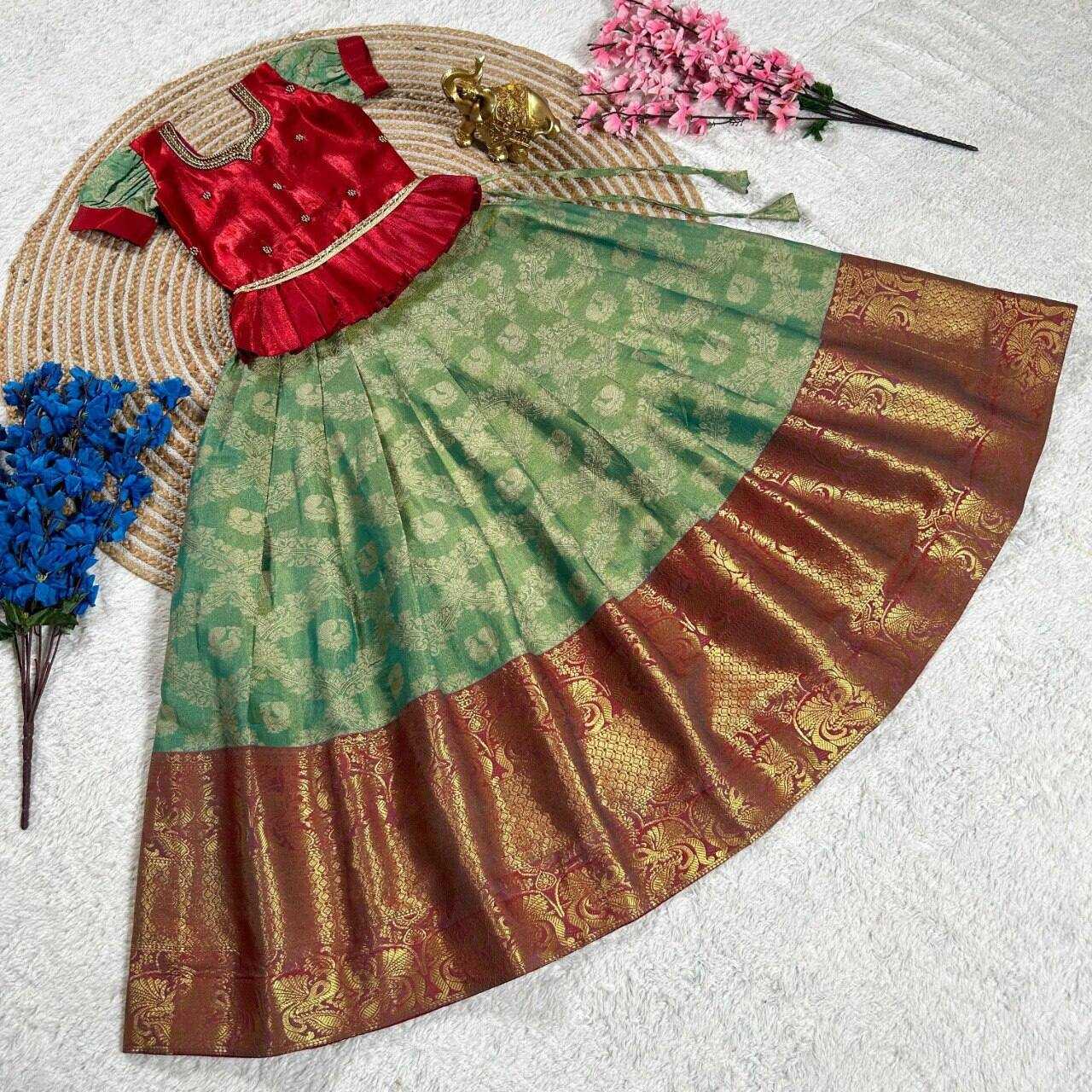 Ynf Kanjivaram Silk KESH109 RRK116 Kids Wear Wholesale Kids Lehenga Embroidered Frock Kids Lehenga Choli Manufacturer