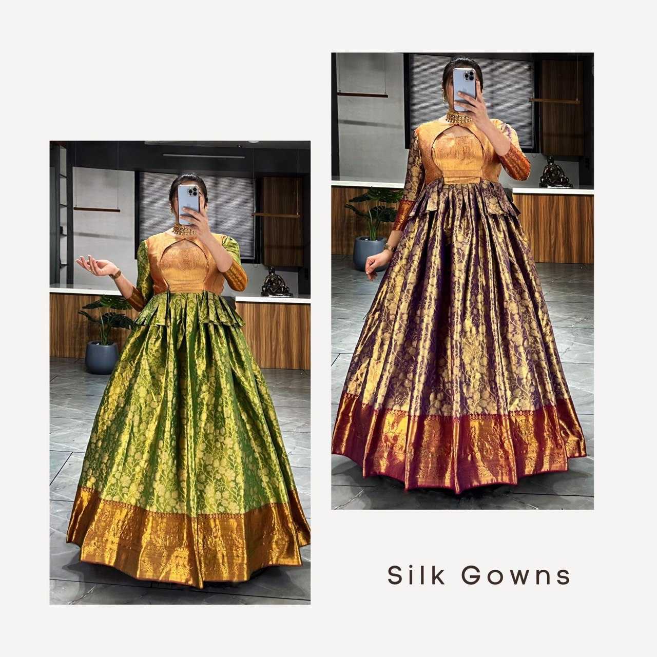 Ynf Kanjivaram Silk RIN119 6040 Gowns Wedding Collections Festive Collections Wholesale Wedding Gown Designer Gowns Silk Gowns Manufacturer