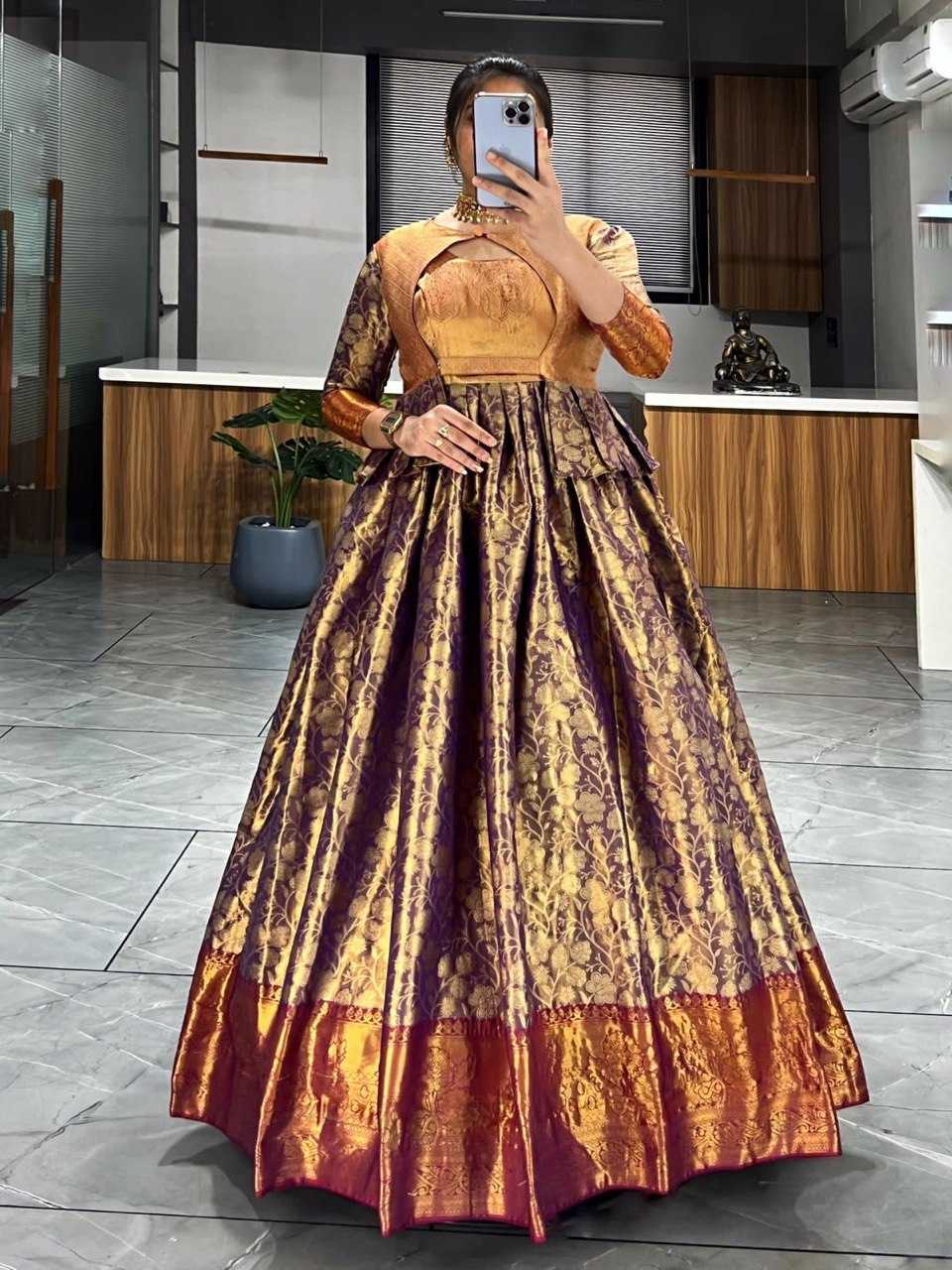 Ynf Kanjivaram Silk RIN119 6040 Gowns Wedding Collections Festive Collections Wholesale Wedding Gown Designer Gowns Silk Gowns Manufacturer