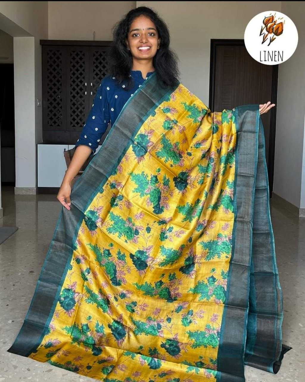 Ynf Linen KESH223 527 Sarees Wholesale Ladies Sarees Zari Border Sarees Printed Cotton Saree Manufacturer