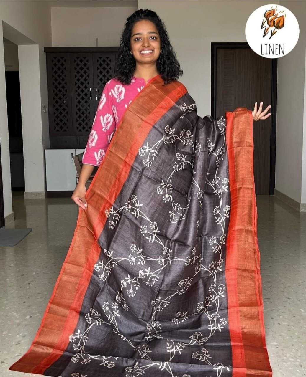 Ynf Linen KESH223 527 Sarees Wholesale Ladies Sarees Zari Border Sarees Printed Cotton Saree Manufacturer