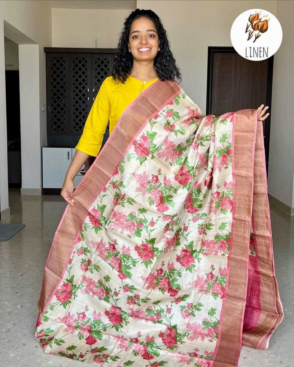 Ynf Linen KESH223 527 Sarees Wholesale Ladies Sarees Zari Border Sarees Printed Cotton Saree Manufacturer