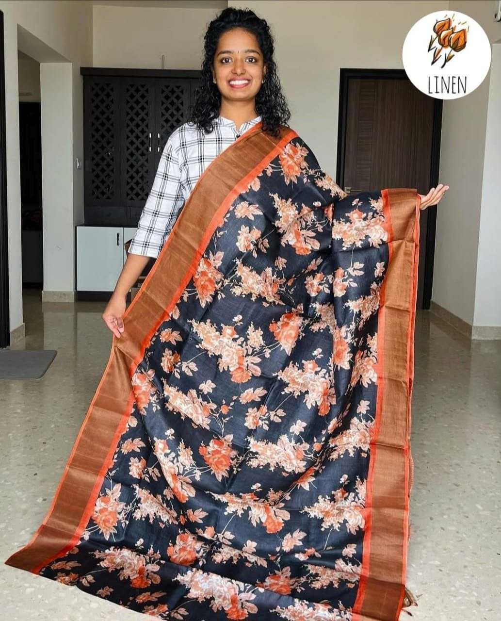 Ynf Linen KESH223 527 Sarees Wholesale Ladies Sarees Zari Border Sarees Printed Cotton Saree Manufacturer