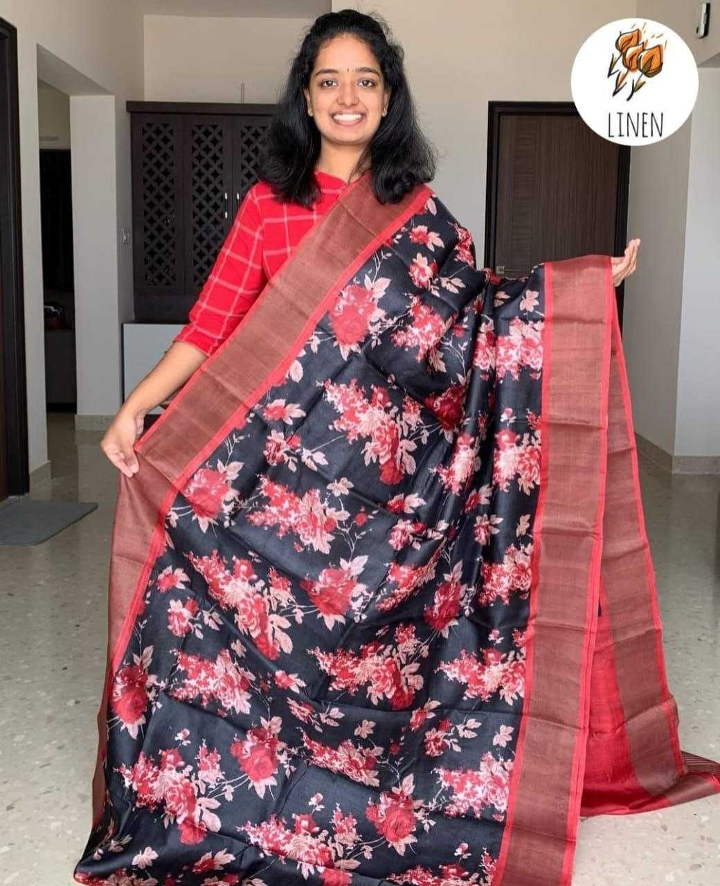 Ynf Linen KESH223 527 Sarees Wholesale Ladies Sarees Zari Border Sarees Printed Cotton Saree Manufacturer