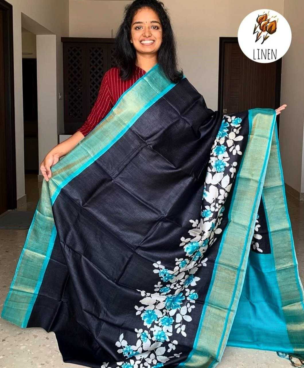 Ynf Linen KESH223 527 Sarees Wholesale Ladies Sarees Zari Border Sarees Printed Cotton Saree Manufacturer