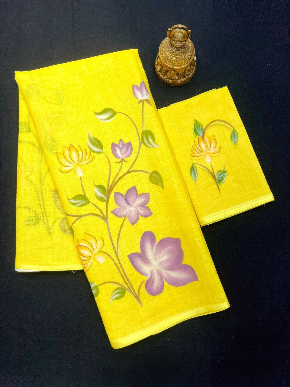 Ynf Linen KESH223 530 Sarees Wholesale Printed Sarees Ladies Sarees Linen Sarees Manufacturer