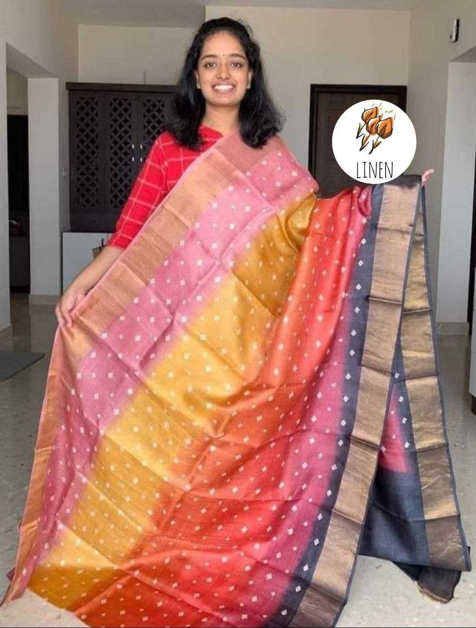 Ynf Linen KESH242 MG532 Sarees Wholesale Printed Sarees Zari Border Sarees Linen Sarees Manufacturer