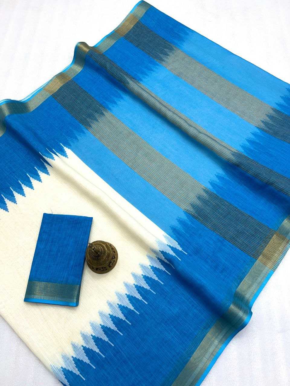 Ynf Linen KESH242 MG532 Sarees Wholesale Printed Sarees Zari Border Sarees Linen Sarees Manufacturer