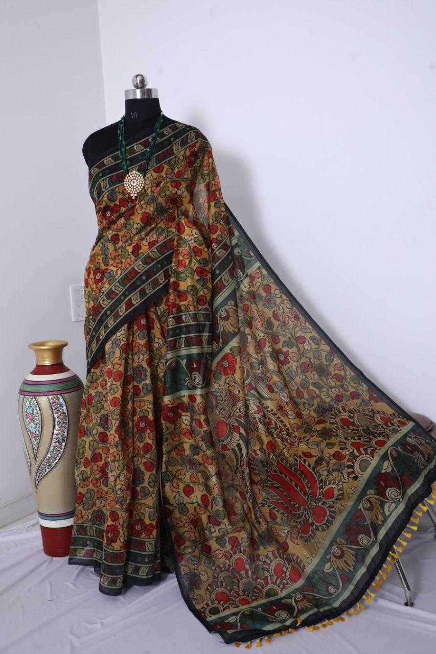 Ynf Linen RIN101 ANT42 Sarees Rakhi Collections Wedding Collections Wholesale Printed Sarees Kalamkari Sarees Linen Sarees Manufacturer