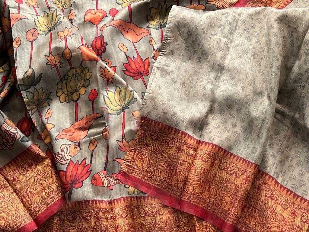 Ynf Linen KESH101 ANT69 Sarees Durga Pooja Sarees Festive Collections Wholesale Printed Sarees Kalamkari Sarees Linen Sarees Manufacturer