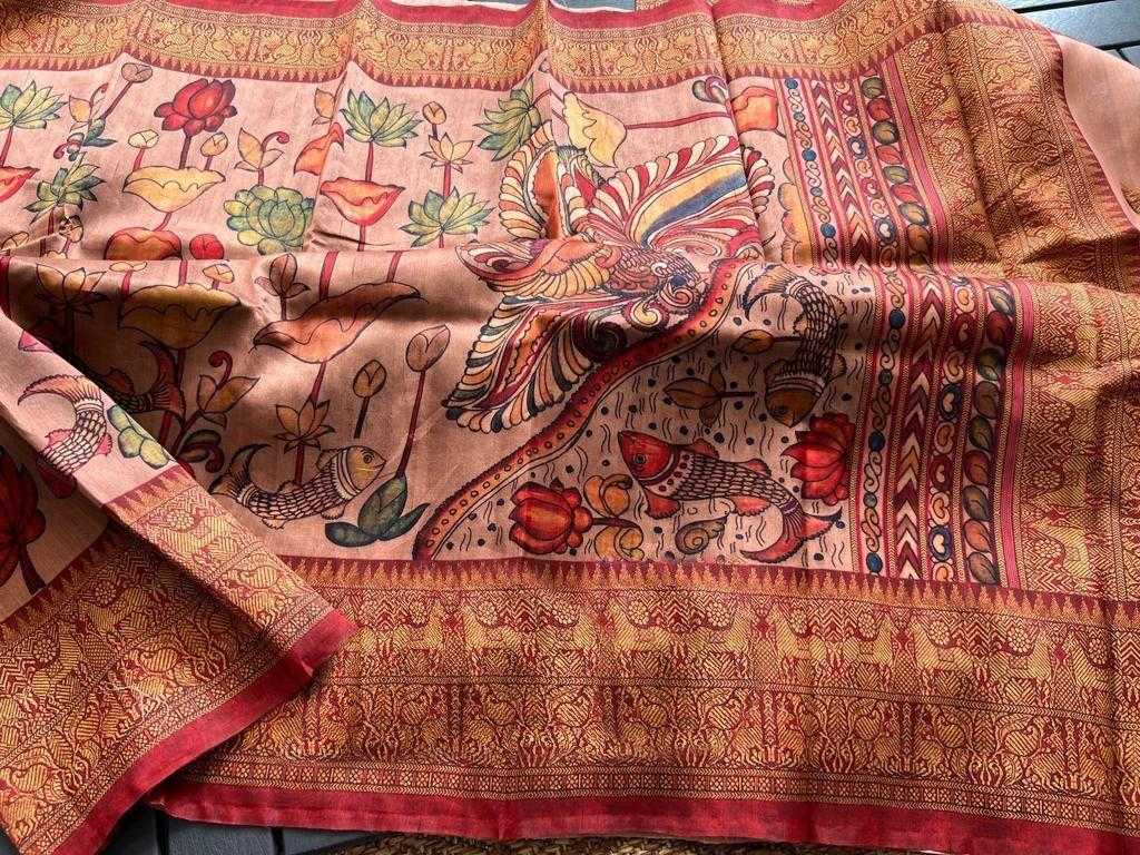 Ynf Linen KESH101 ANT69 Sarees Durga Pooja Sarees Festive Collections Wholesale Printed Sarees Kalamkari Sarees Linen Sarees Manufacturer