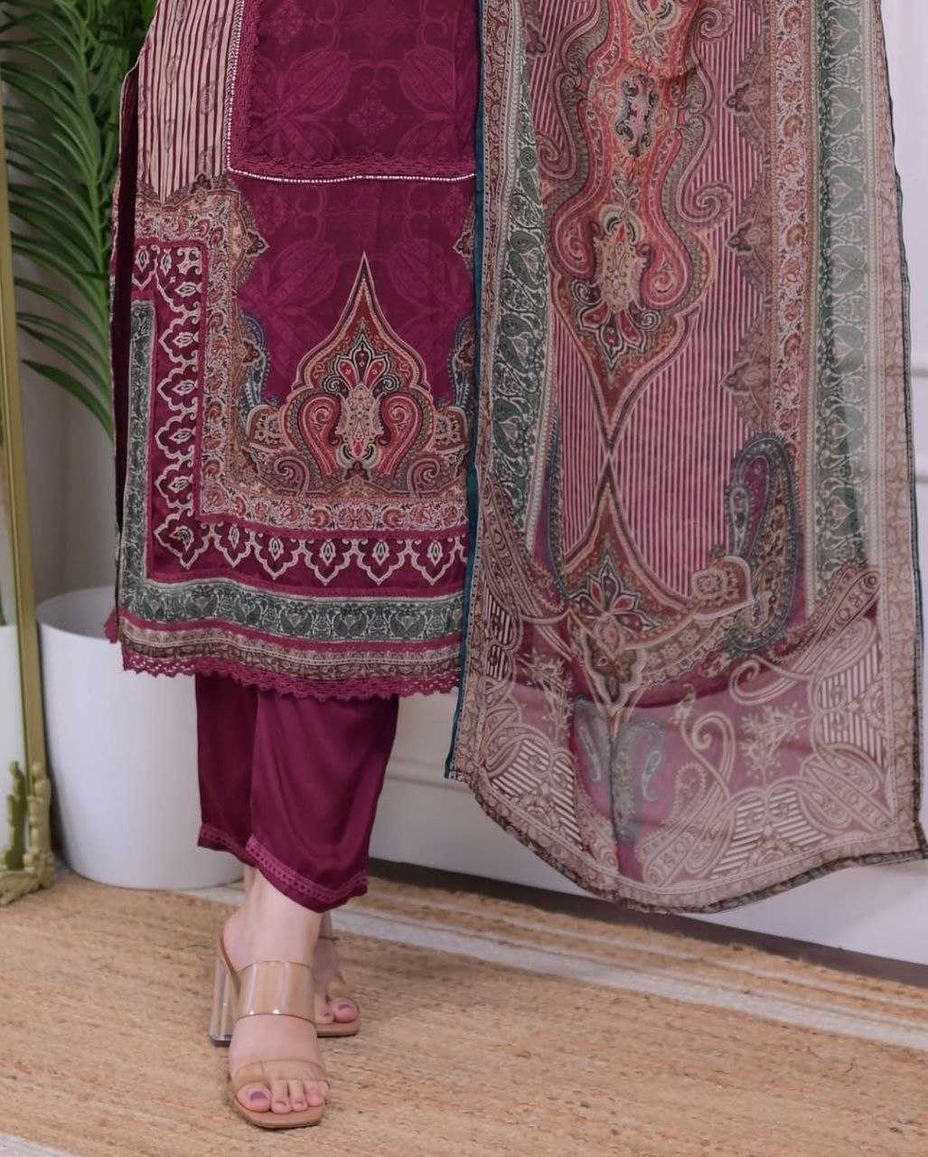 Ynf Maslin KESH209 Pakistan Maroon suits Suits & Dresses Wholesale Printed Suits Embroidery Suits Maroon Salwar Suit Manufacturer