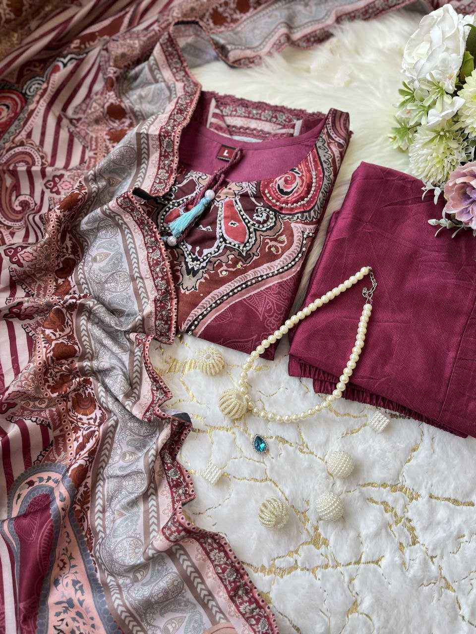 Ynf Maslin KESH209 Pakistan Maroon suits Suits & Dresses Wholesale Printed Suits Embroidery Suits Maroon Salwar Suit Manufacturer