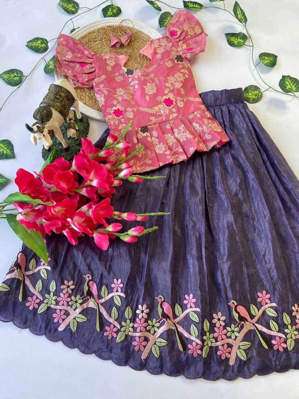 Ynf Nylon RIN115 REF04 Lehengas Kids Wear Festive Collections Wholesale Silk Lehenga Embroidered Lehenga Kids Silk Dress Manufacturer