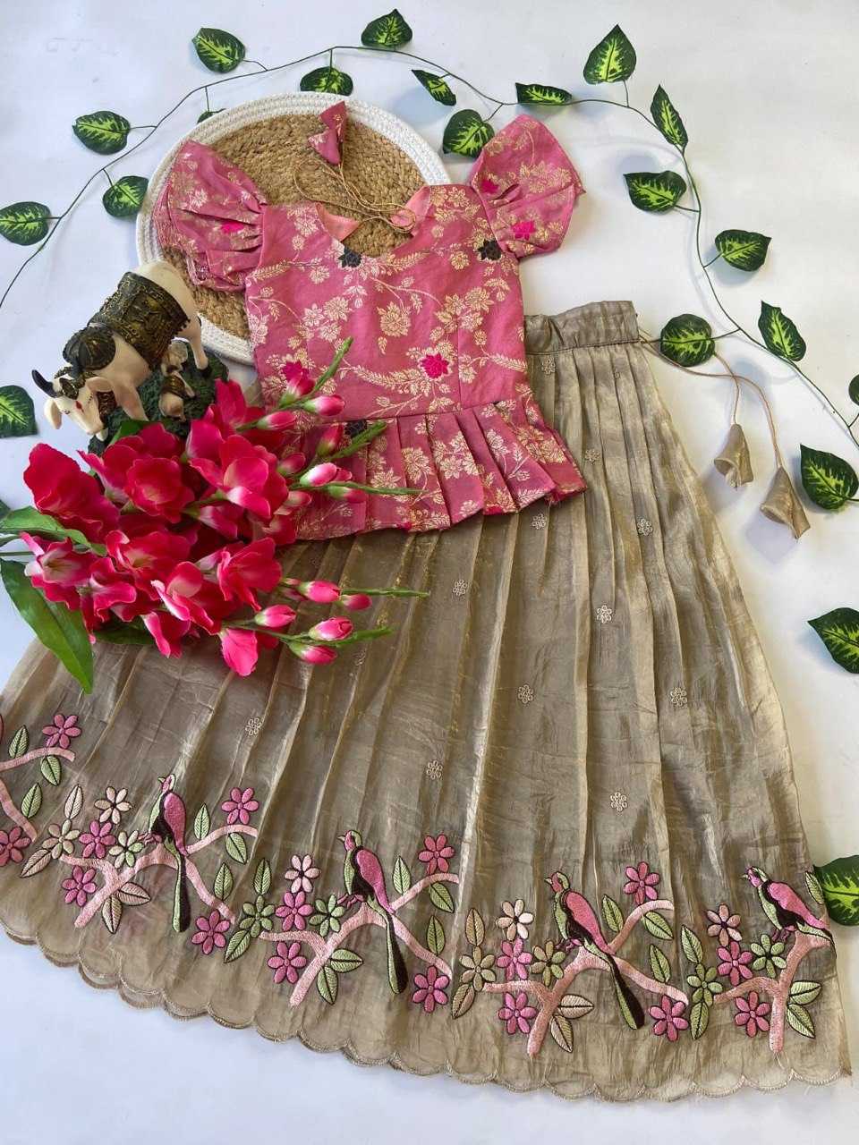 Ynf Nylon RIN115 REF04 Lehengas Kids Wear Festive Collections Wholesale Silk Lehenga Embroidered Lehenga Kids Silk Dress Manufacturer