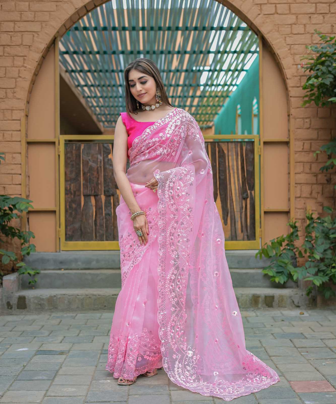 Ynf Organza RIN185 KIKI Sarees Diwali Collections Festive Collections Wholesale Organza Sarees Sequence Sarees Sarees With Blouse Manufacturer