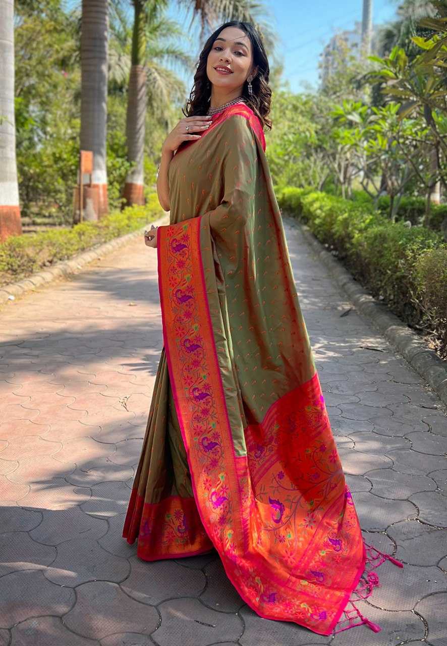 Ynf Paithani Silk RIN116 REW77 Silk Sarees Wholesale Paithani Sarees Brocade Sarees Zari Border Silk Sarees Manufacturer