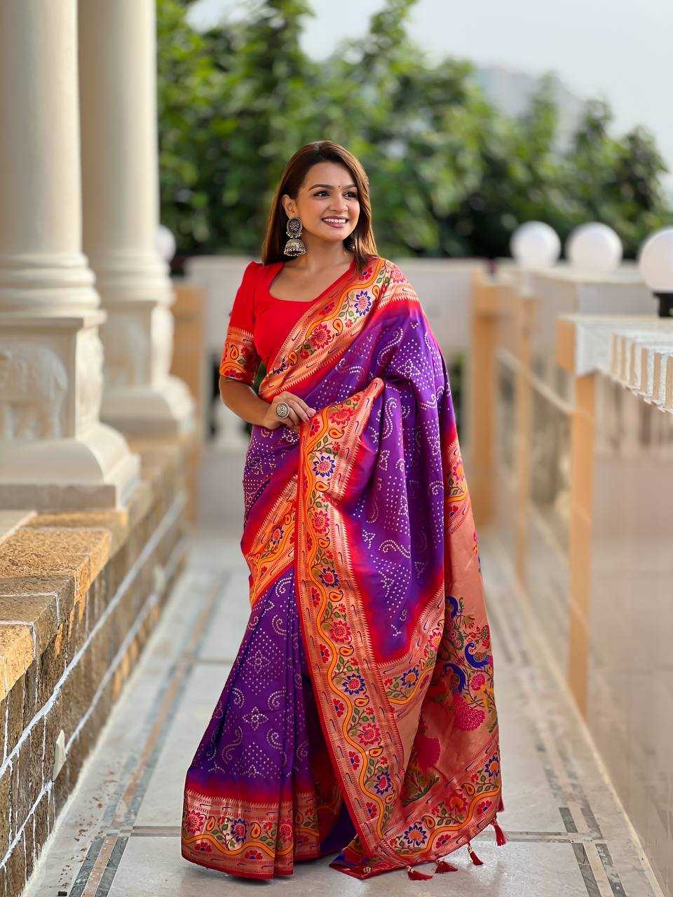 Ynf Paithani Silk RIN150 Bandhani Paithani Silk Sarees Wholesale Paithani Sarees Printed Silk Saree Party Wear Silk Sarees Manufacturer